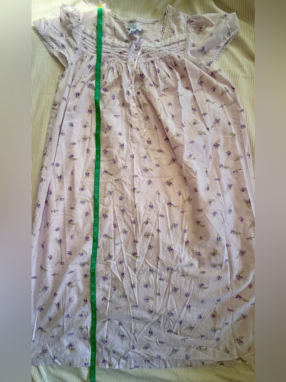 Vintage Lavender Floral Dress Lace Trim Cottagecore Maxi Cotton - Picture 12 of 13